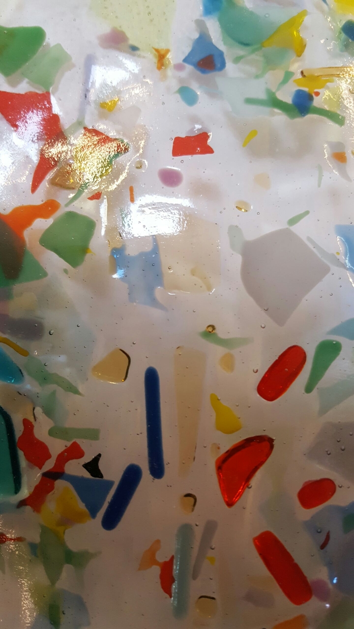 glass with pieces of colours