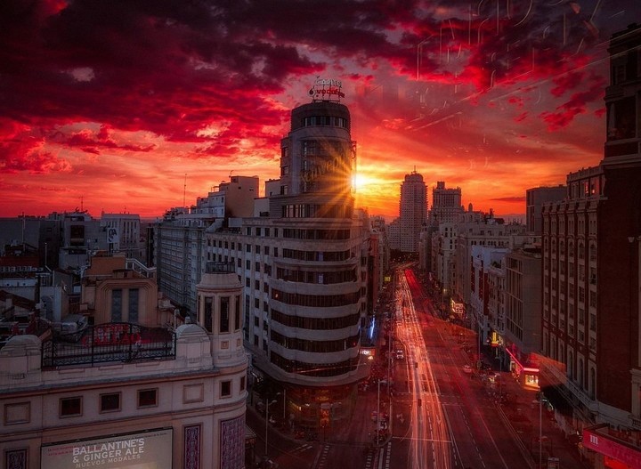 Fire sky over Madrid