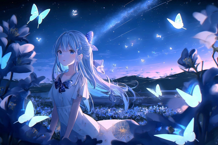 Butterflies and anime girl