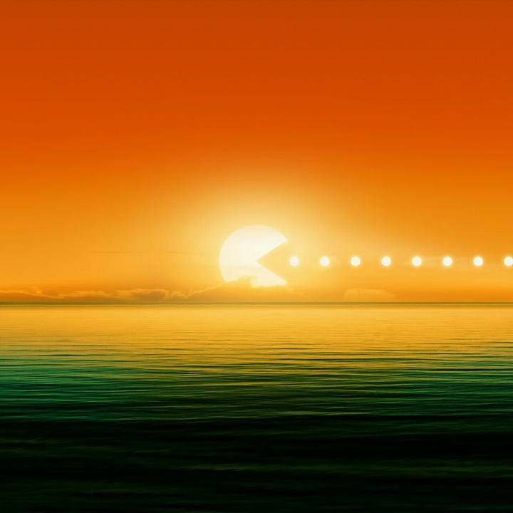 Pac Man Sunrise Illustration