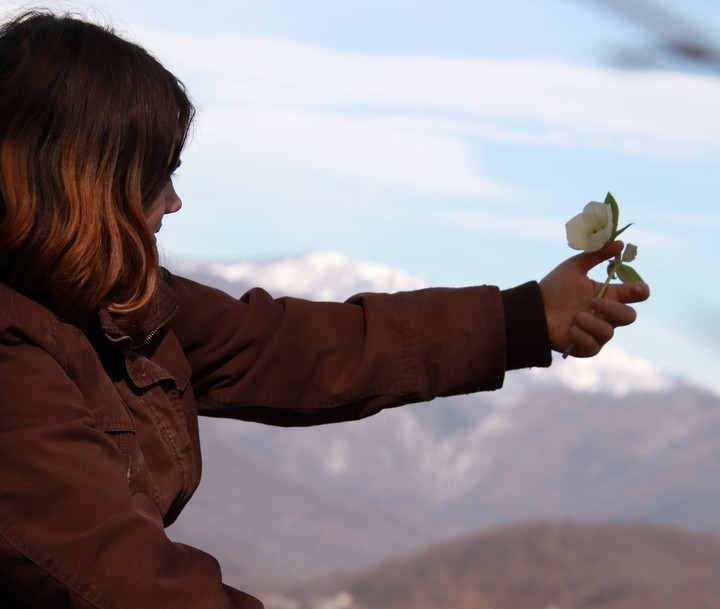 girl and a flower