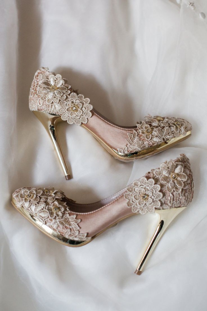 Embroided Floral Design Heels