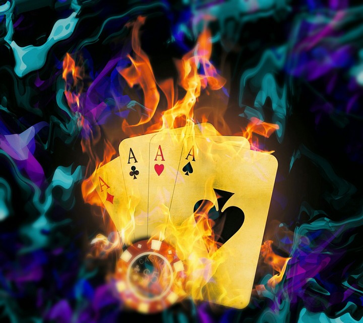 Flaming poker art.Fired up with creative idea & imagination