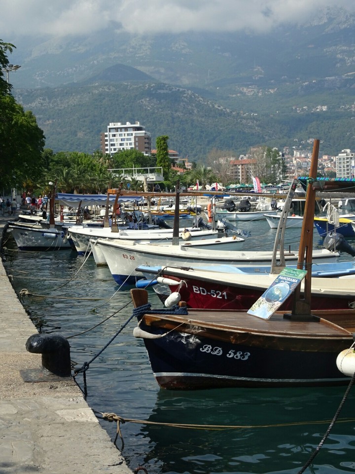 Boats at port in Budva in Montenegro