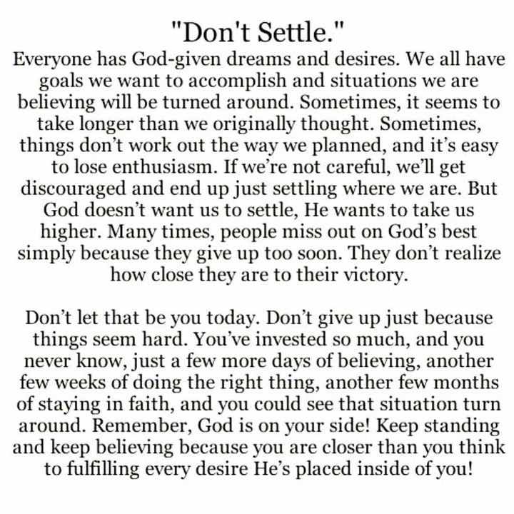 Dont settle
