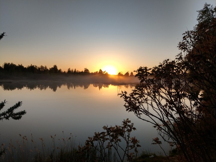 Foggy sunset