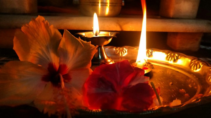 This diya represents the victory of good over evil