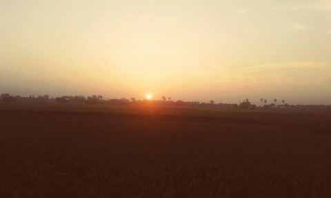 sunset in an indian village