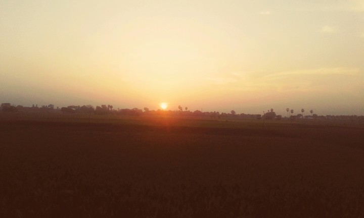 sunset in an indian village