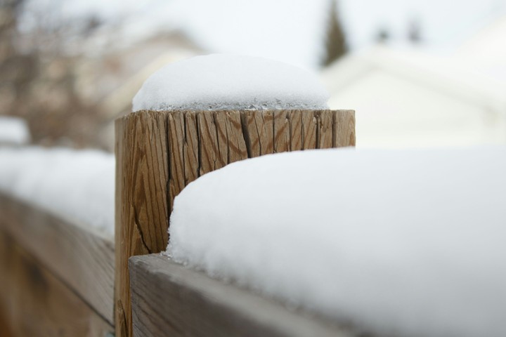 snow on wood