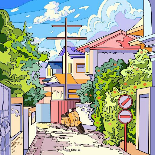 colourful street. ..?