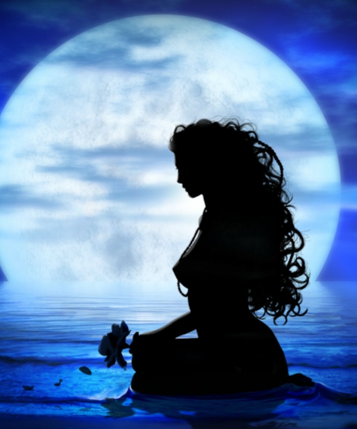 Lonely girl on water ...