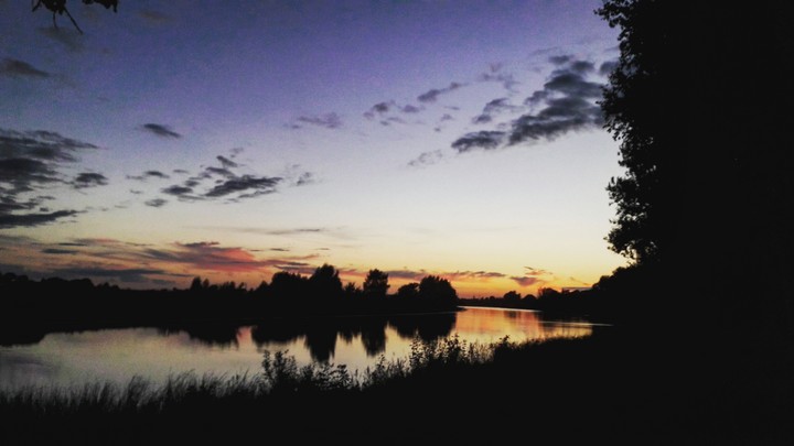 sunset on river