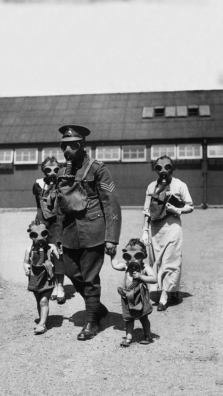 gas mask family