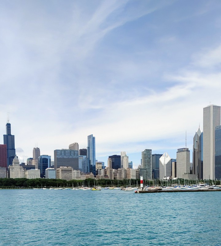 Chicago skyline and lake Michigan