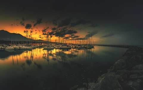 Boats with Sunset