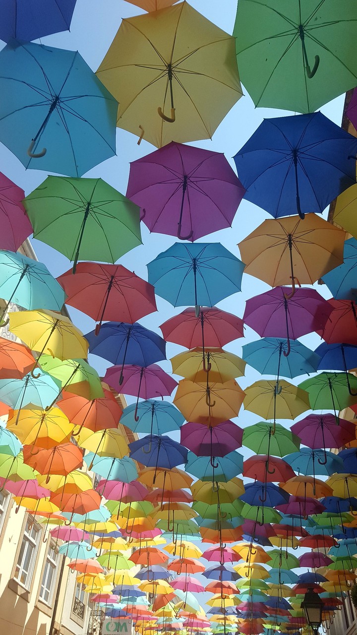 Umbrellas in the sky