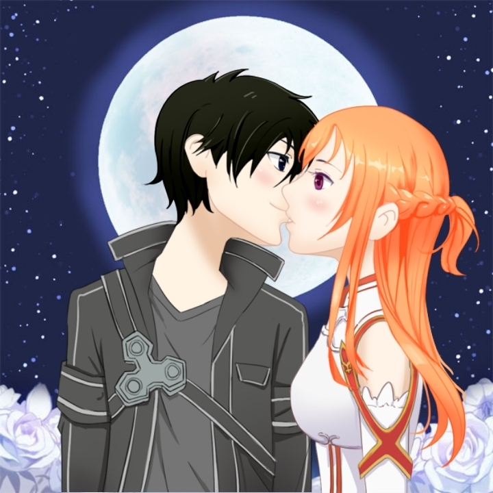 in this photo kiritas ir asuna kissing