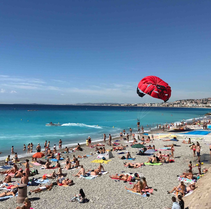 Summer beach in Nice, France