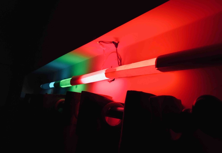 Colour paper rolled on Tubelight