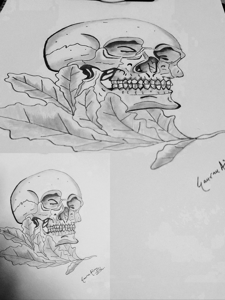 Skull & leaves