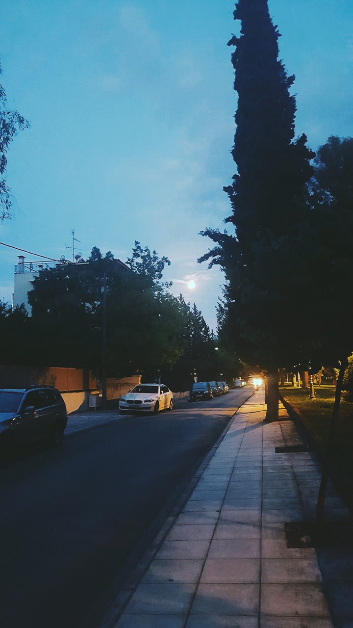 Full moon view from the suburbs of Athens Greece