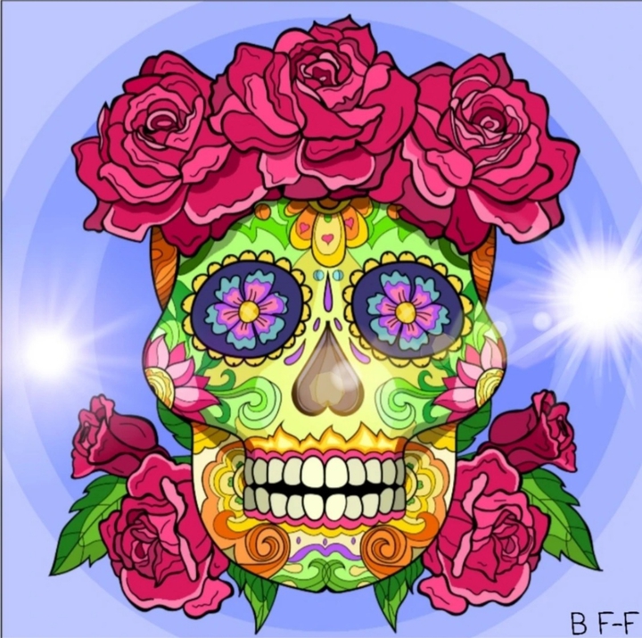 Blumen mit Totenkopf