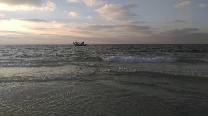 a boat in the sea