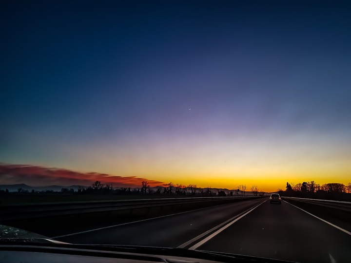 sunset and moon