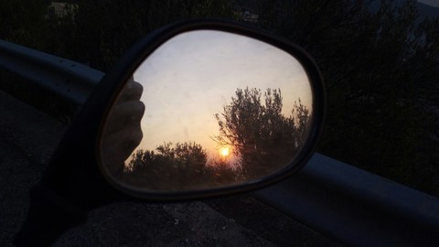 Sunset from a motorcycle