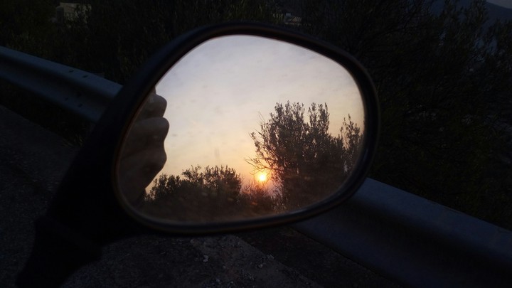 Sunset from a motorcycle
