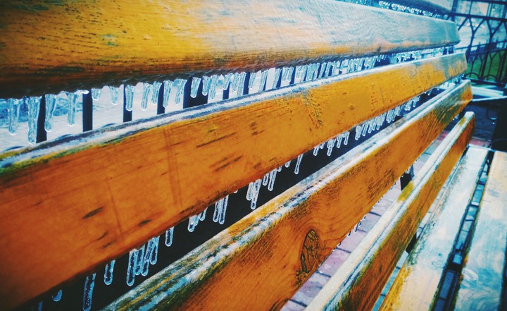Icicles on the bench