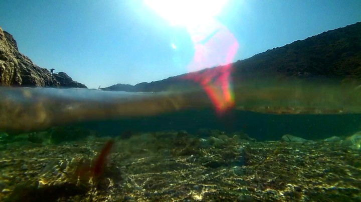 half underwater!