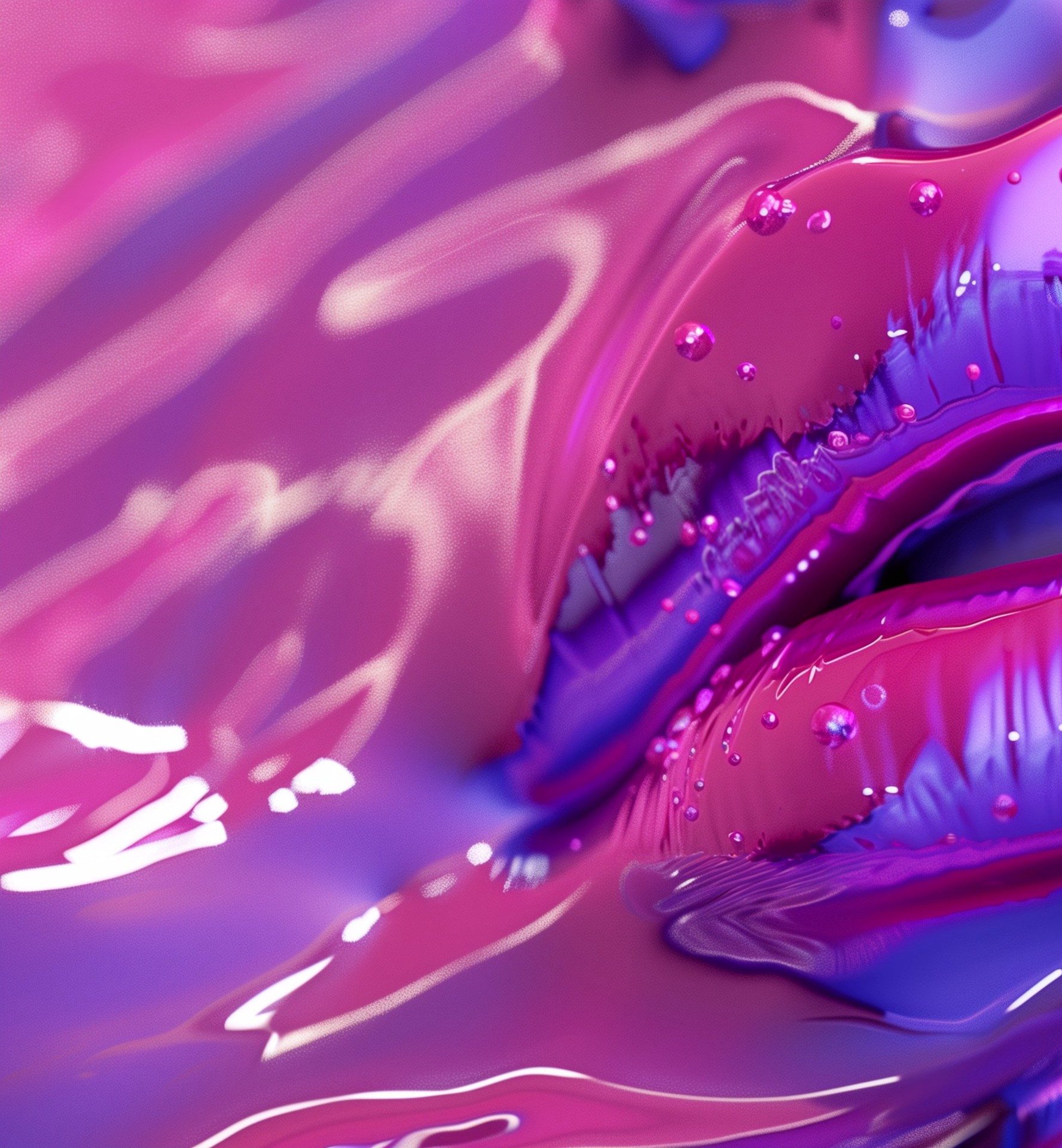lips emerging through liquid glossy texture wallpaper background