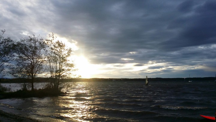 Windy day by the river.