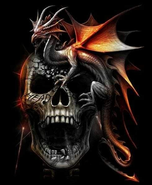 Dragon and skull
