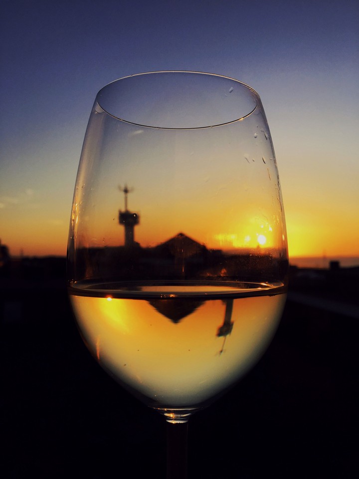 A glass of sunset wine
