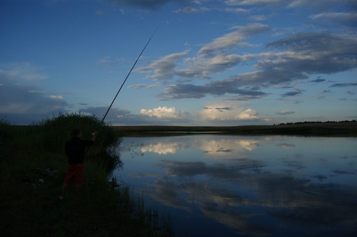 на рыбалке