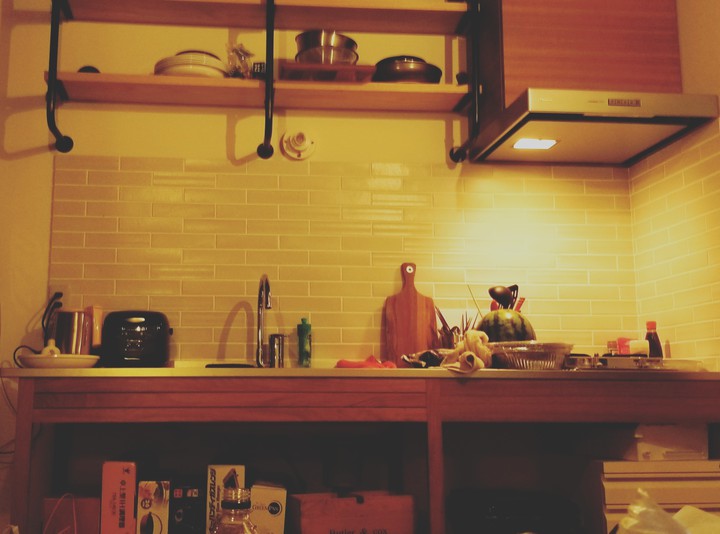 the kitchen.