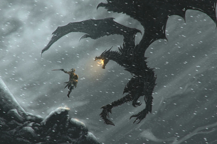 Dovahkiin fighting Alduin