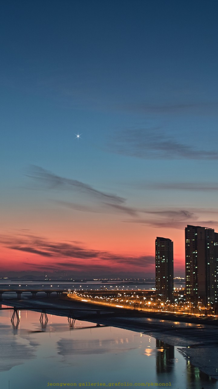 the sunset of a city