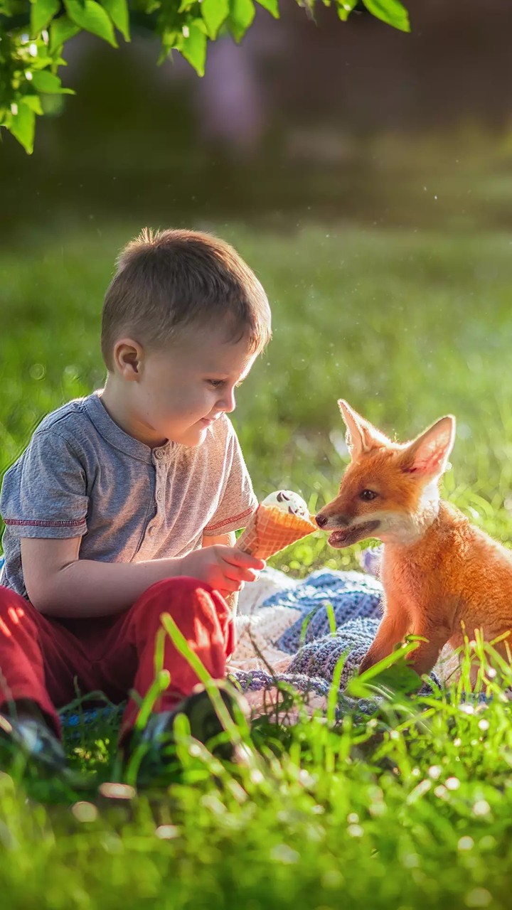 cute boy with  friend