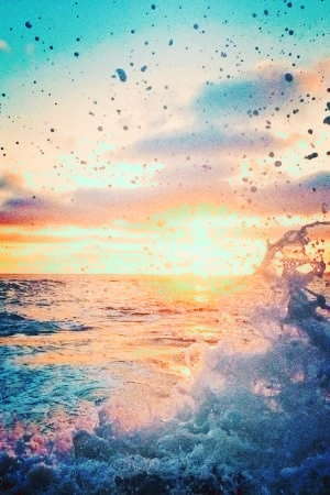 Water splash with sunset