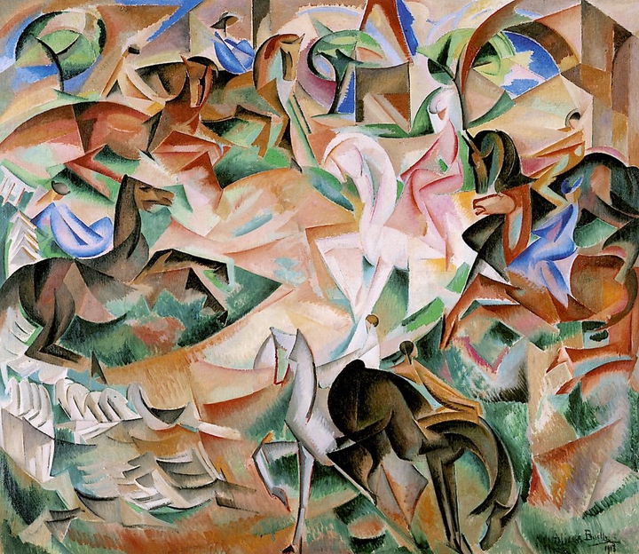 "Equestrian Fantasy with Pink Lady" Alice Bailly 1913