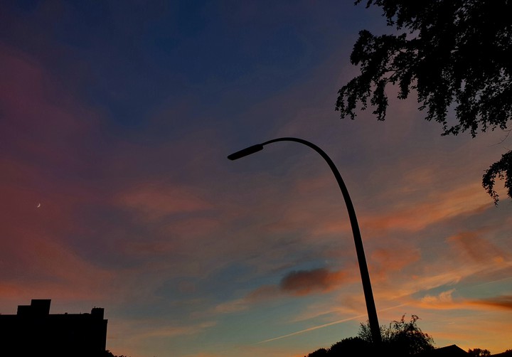 sunset with moon