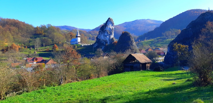 autumn and village view