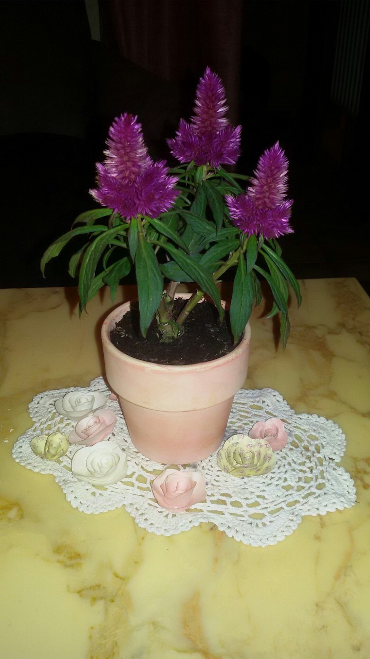 Marmortisch mit Blume