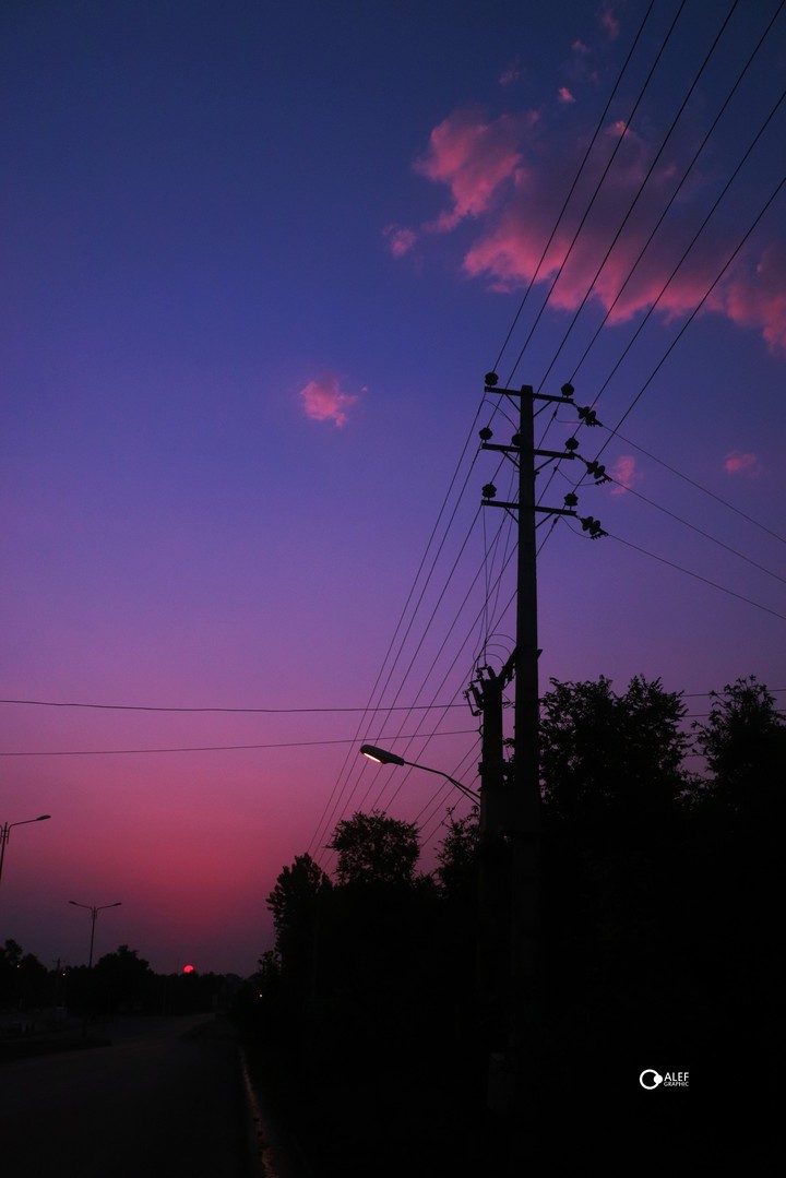 Purple blue sky & Red sun