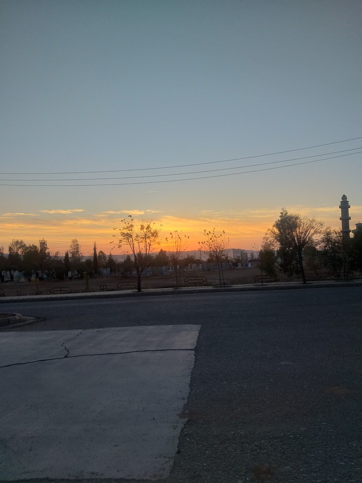 The view of sun setting