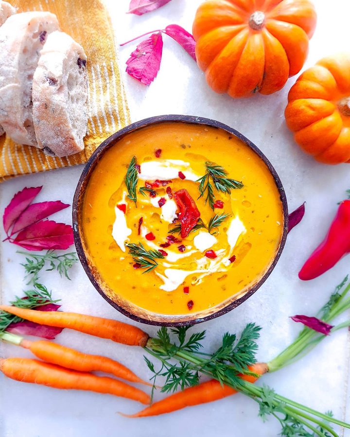 Warming pumpkin +carrot soup